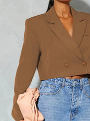  Long Sleeve Solid Crop Blazer