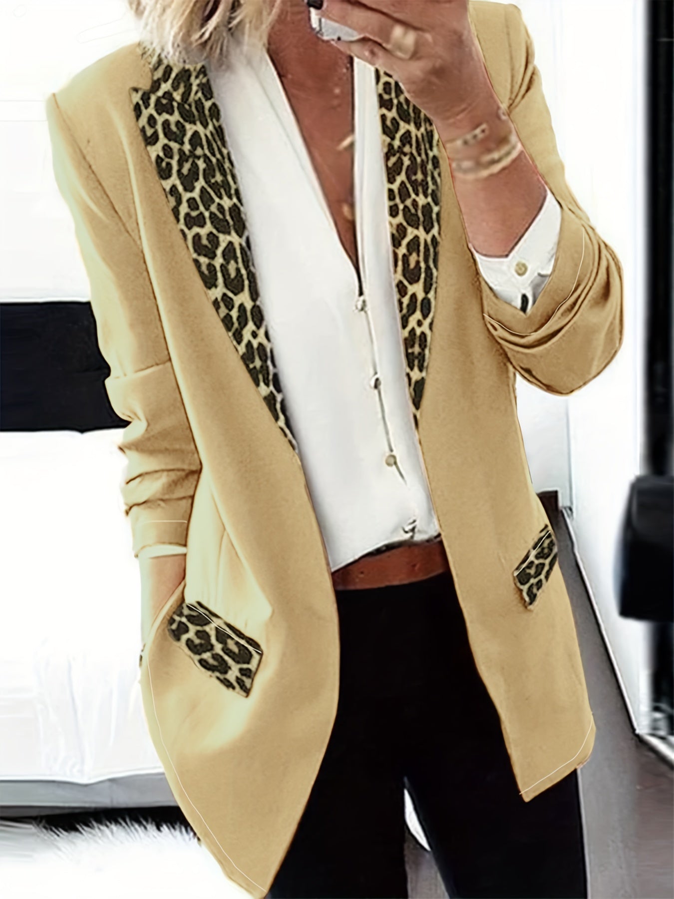  Leopard Print Blazer Long Sleeve