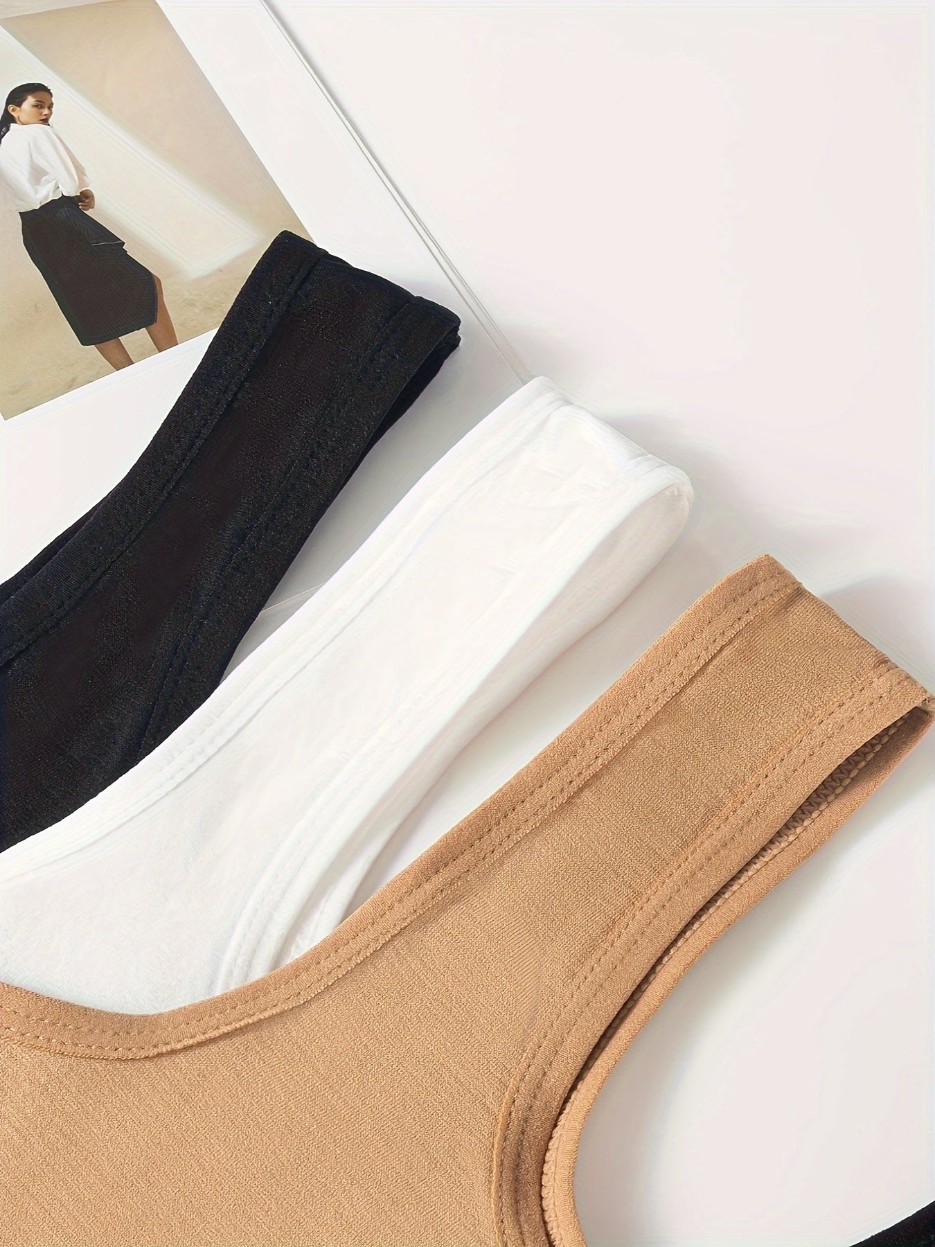 3pcs Solid Tank Tops Sleeveless Comfy Top Women's Lingerie