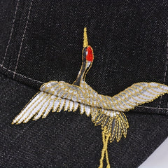 Crane Embroidery Baseball Cap Solid Cotton Dad Hat Sun Hats For Women