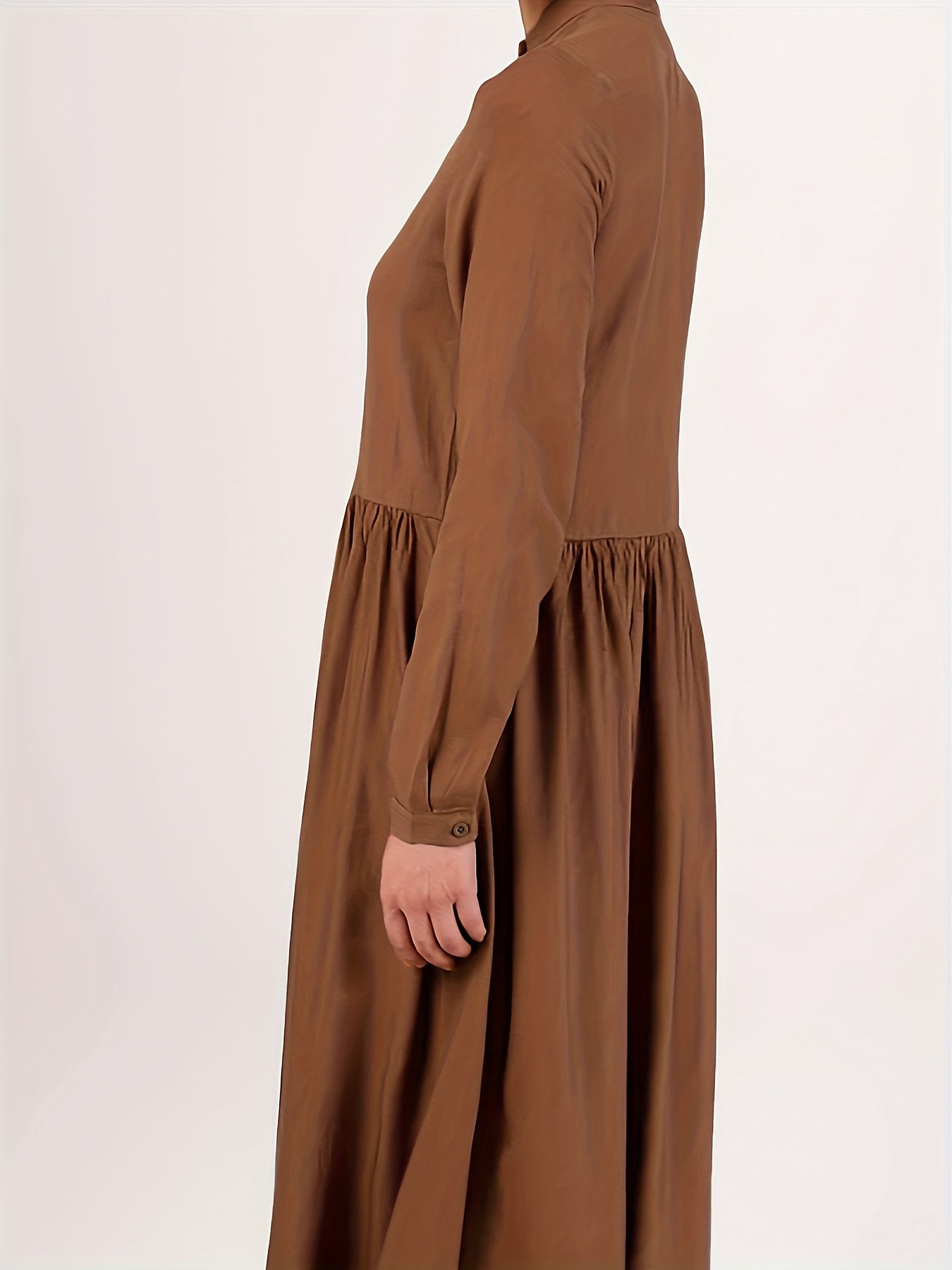  Casual Abaya Dress Women's Plus Solid Button Up Long Sleeve Maxi Dress