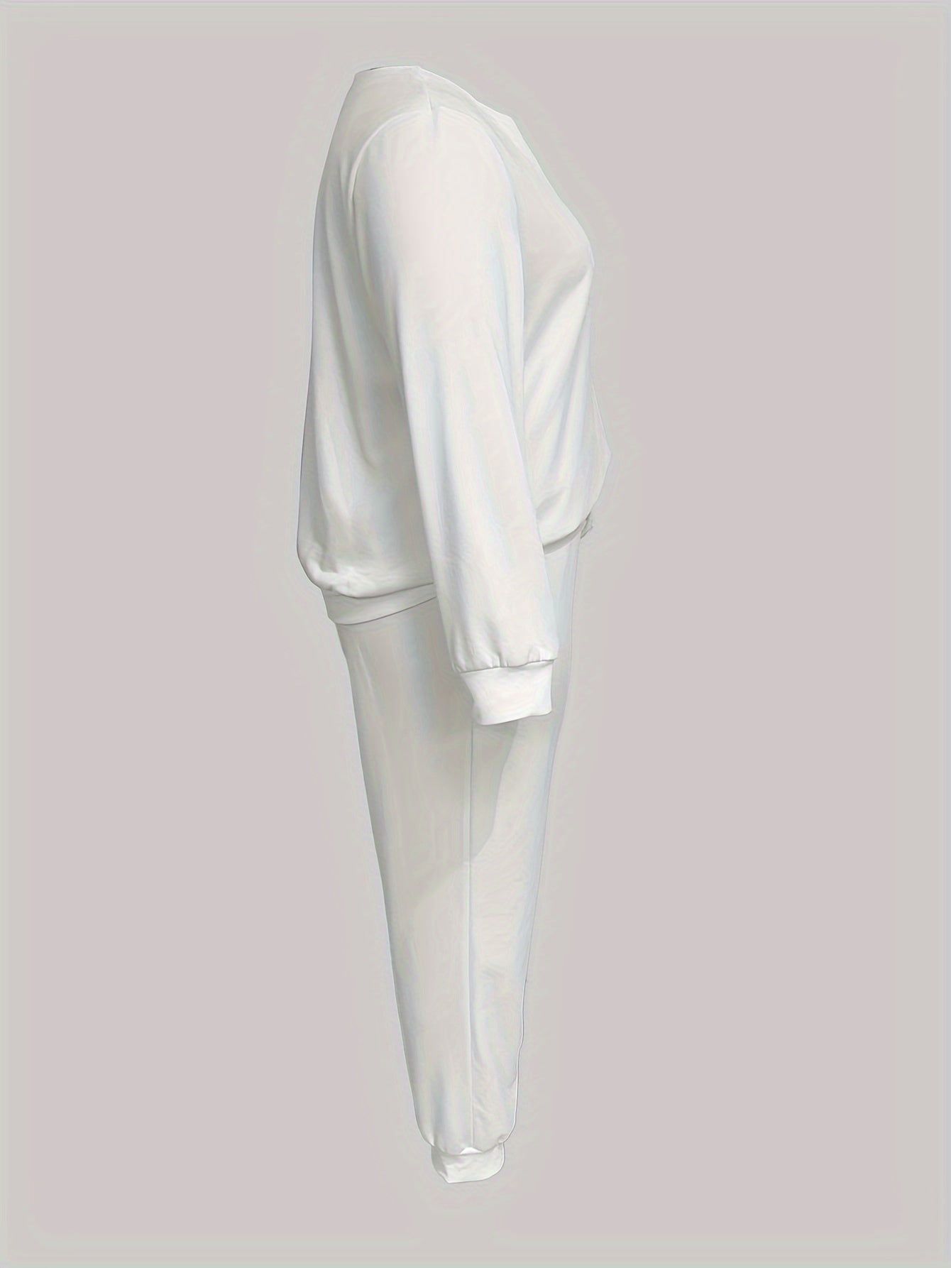  Solid Long Sleeve V Neck Top & Joggers Two Piece Set