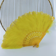 Yellow Plush Folding Fan Dance Performance Fan Photography Props