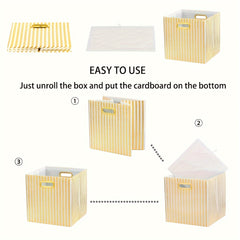 2pcs Non-woven Storage Box Metal Handle For Finishing Clothes Toys Sundries