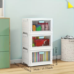 Large Capacity Clear Storage Bin With Wheels Foldable Luggage Box