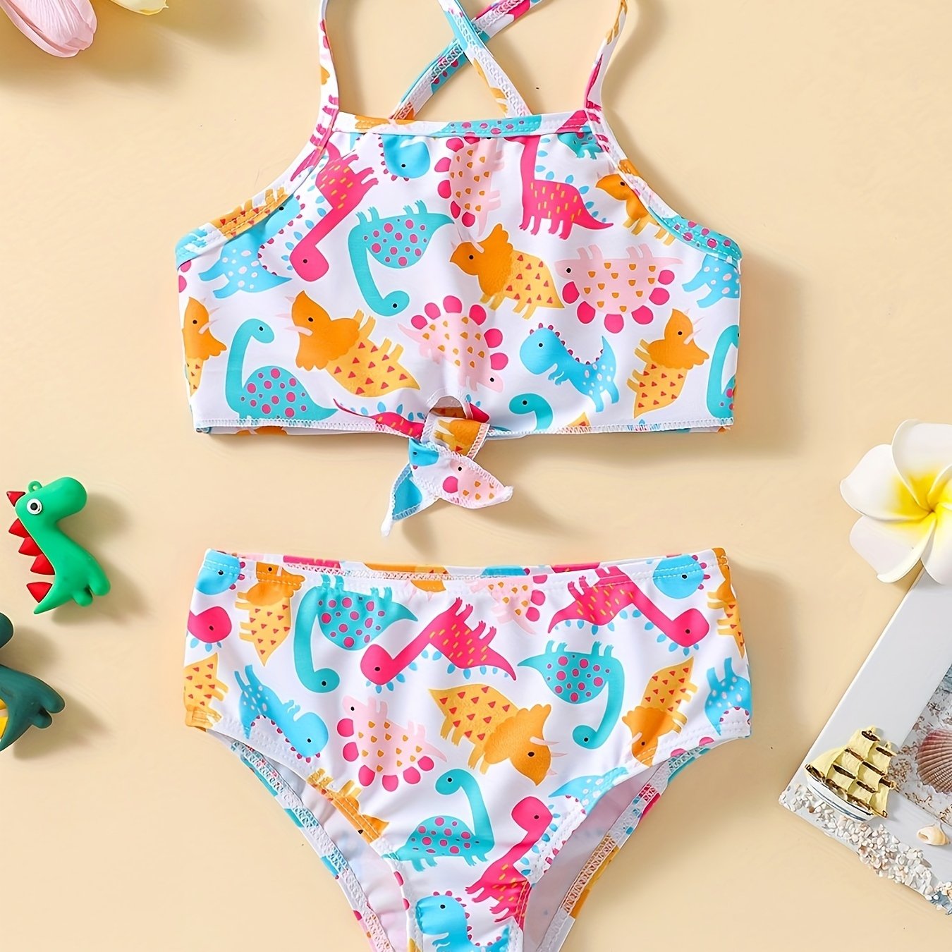 Toddler Girls Dino Graphic Bikini Swimsuit Summer Beach Vacation Gift