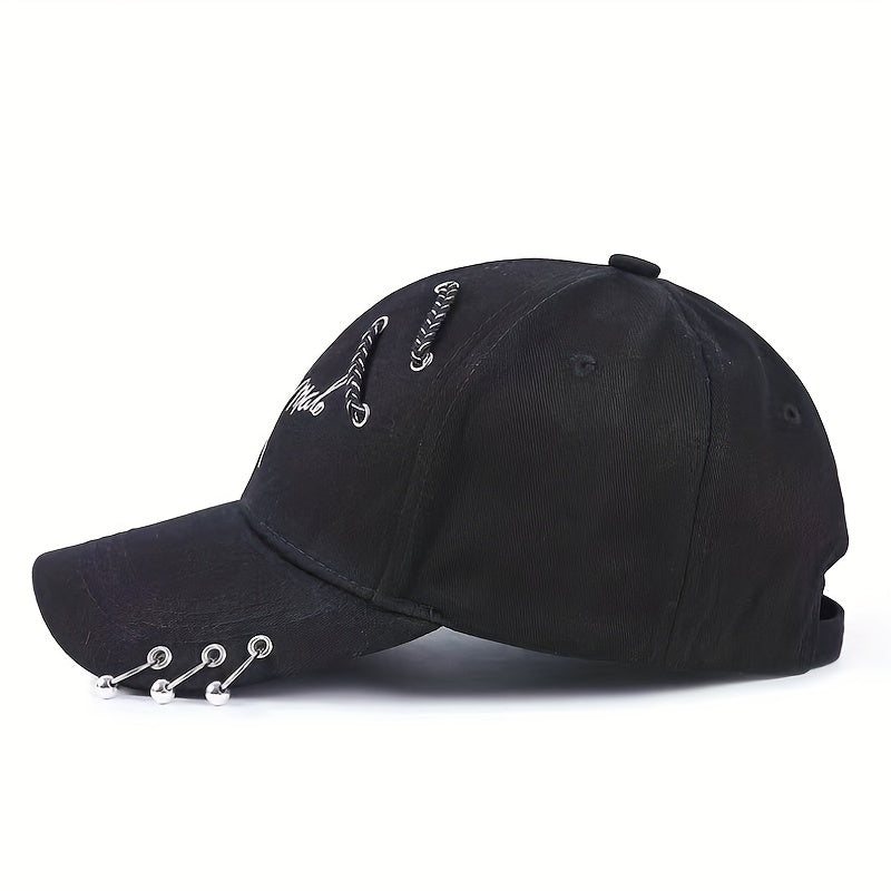 Hip Hop Couple Baseball Cap Embroidery Ring Decor Unisex Sun Hat