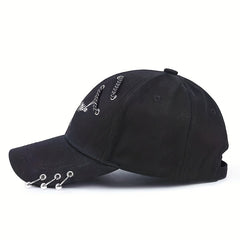 Hip Hop Couple Baseball Cap Embroidery Ring Decor Unisex Sun Hat
