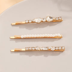 3pcs Rhinestone Faux Pearl Hair Clip Barrette Hairpin Hair Accessories