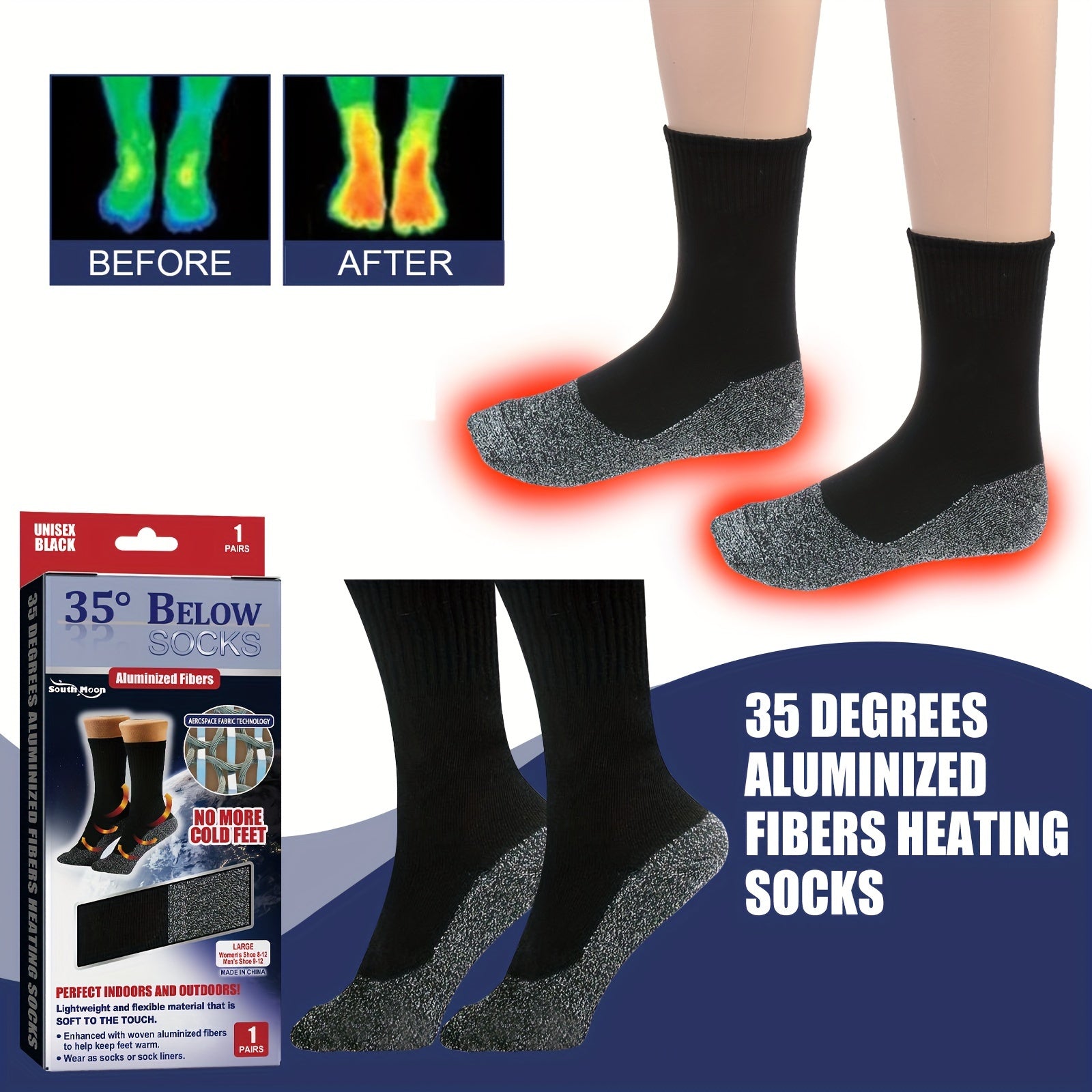 Fiber Heating Socks - Warm & Comfortable Cold Protection
