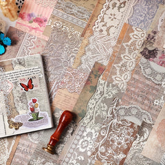 30 Pcs Vintage Lace Scrapbooking Supplies Journaling Paper DIY Junk Planner