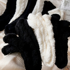 3 Pairs Solid Fuzzy Socks Comfy & Warm Home Floor Socks Women's Stockings