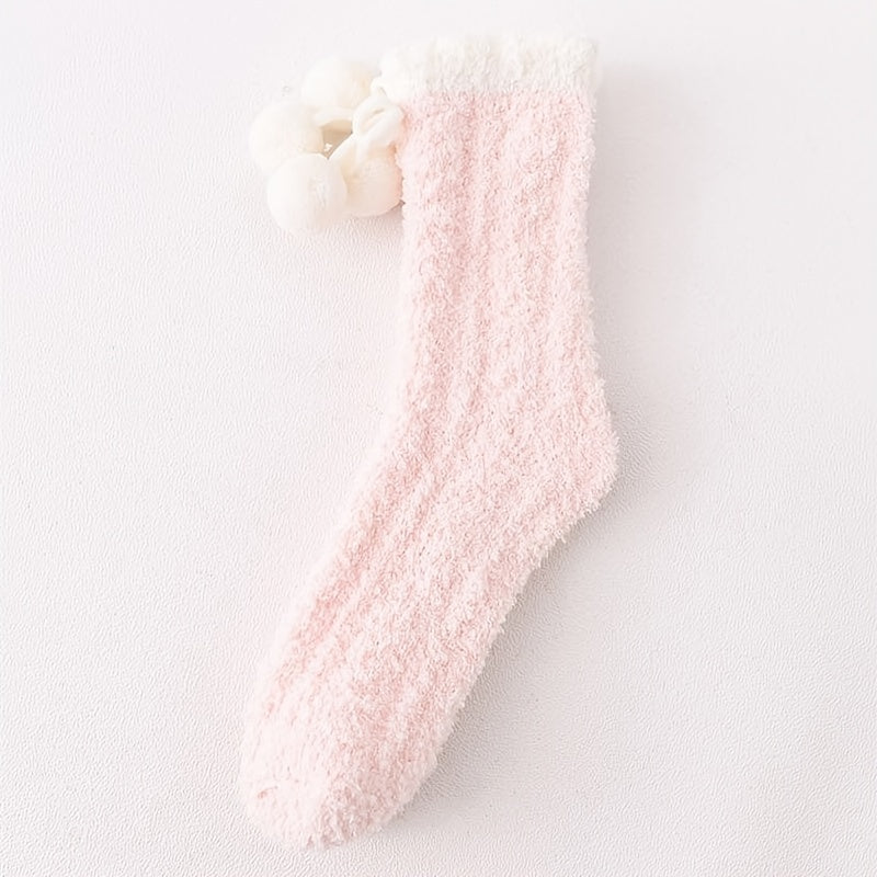 Cozy Coral Fleece Mid Tube Socks for Winter