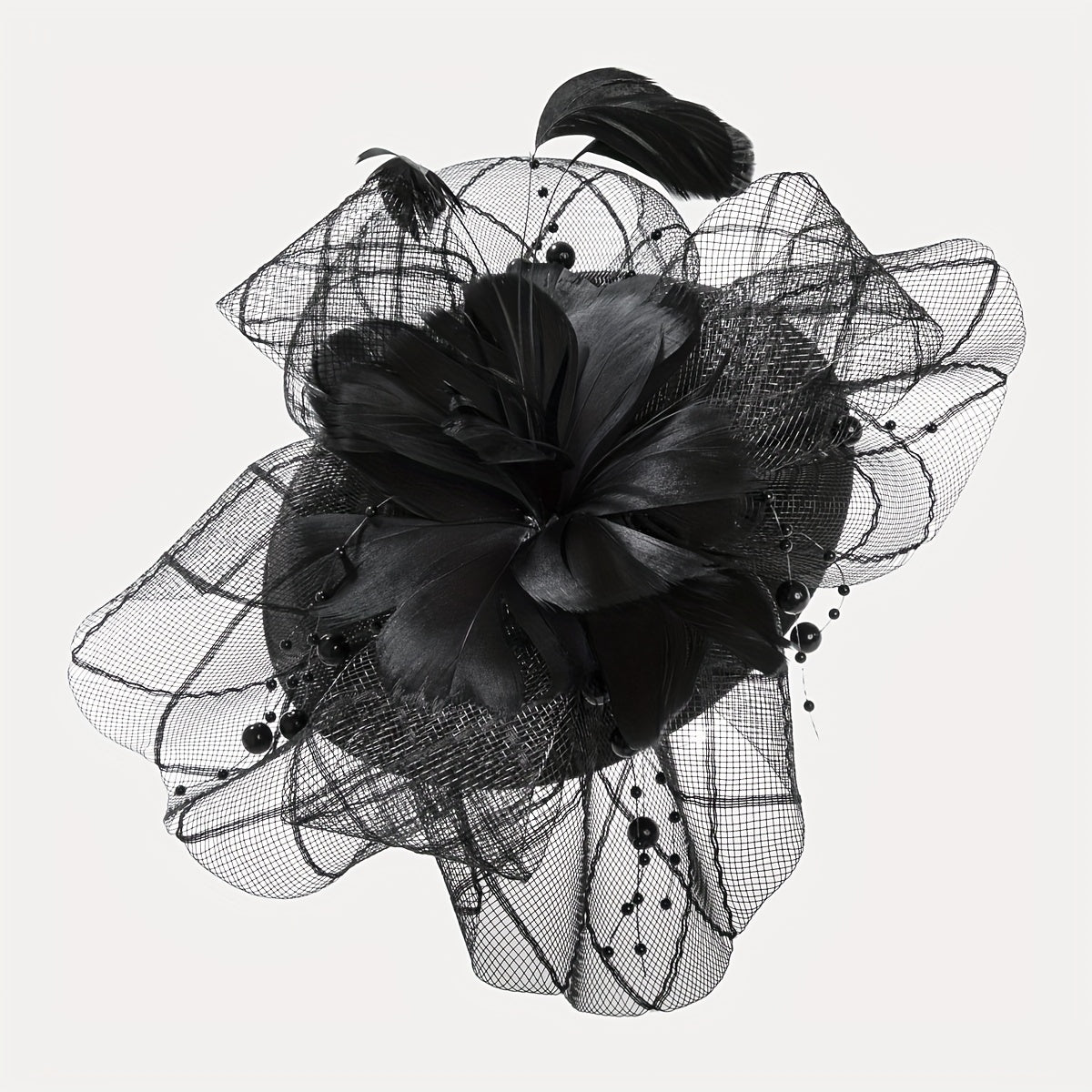Women Flower Mesh Veil Head Piece Wedding Hat Derbyhat Church Hat