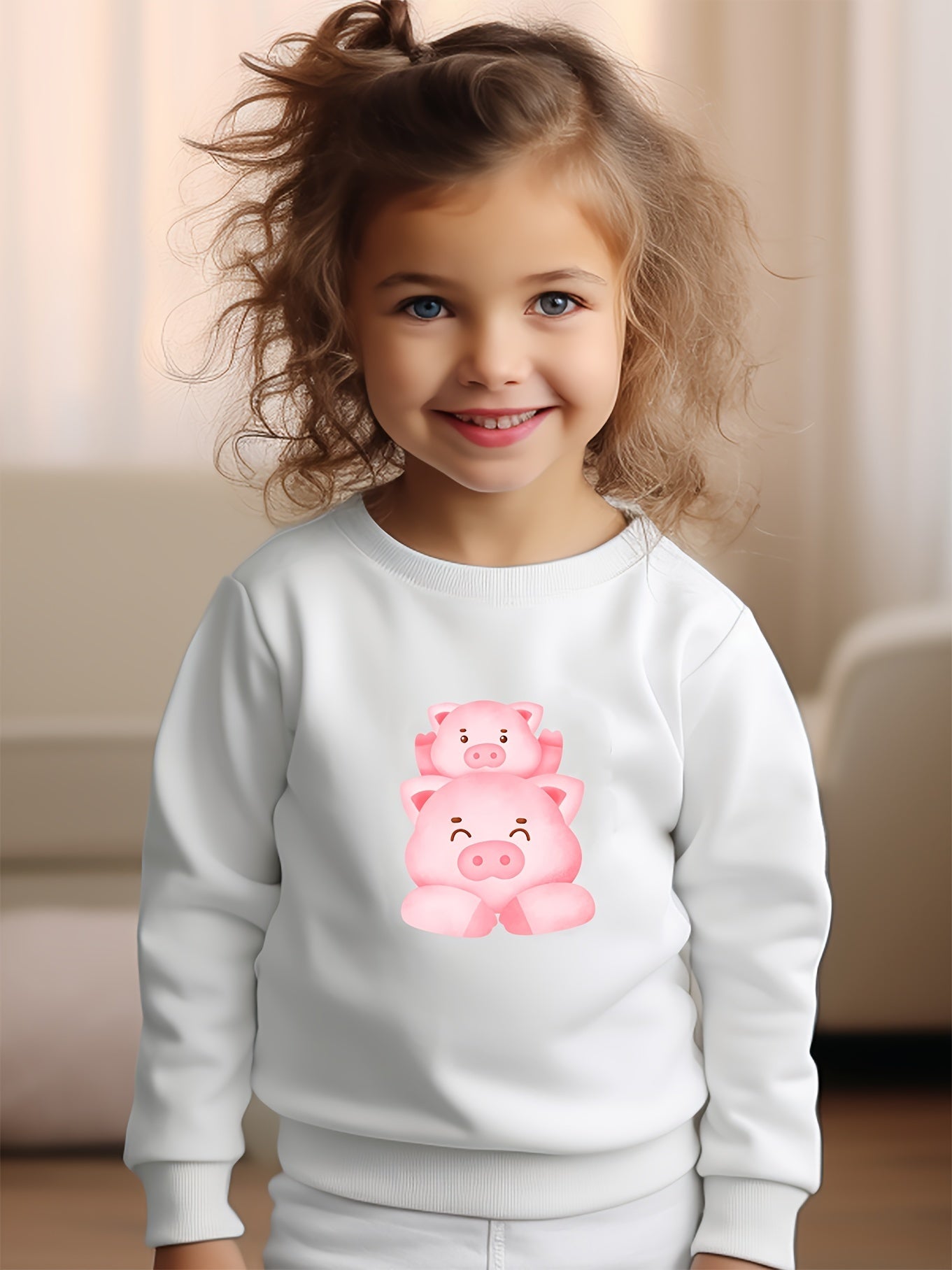 Piggy Print Crew Neck Sweatshirt for Boys Girls