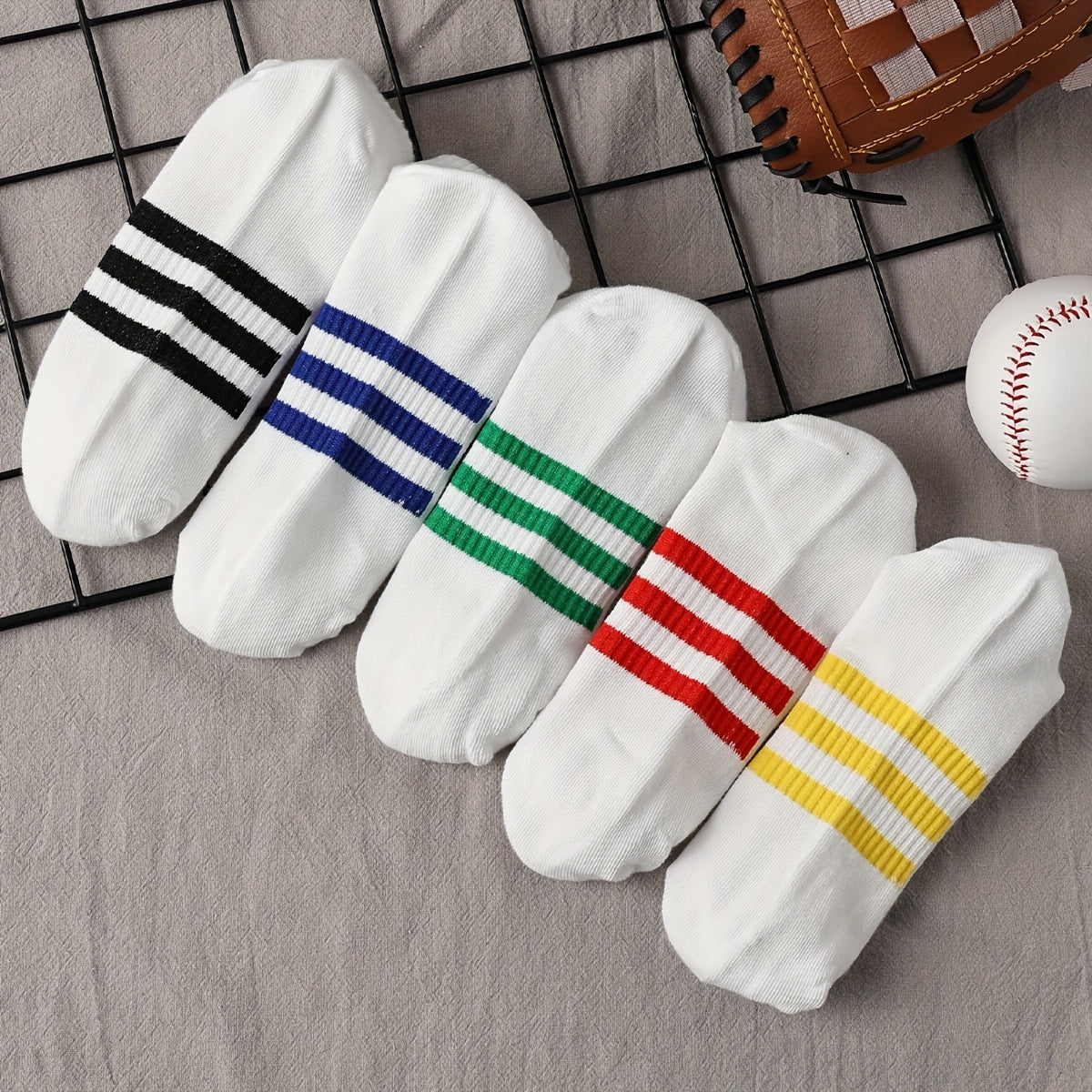 5 Pairs Striped Ankle Socks Soft Lightweight Low Cut Women's Stockings