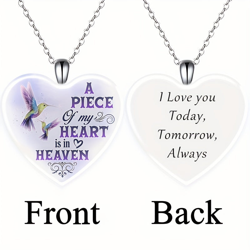 Purple Bird Love Heart Crystal Pendant Necklace Female Christmas Jewelry