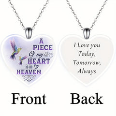 Purple Bird Love Heart Crystal Pendant Necklace Female Christmas Jewelry
