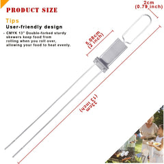 Stainless Steel Barbecue Skewers 13" Reusable Shish Kabob Stick