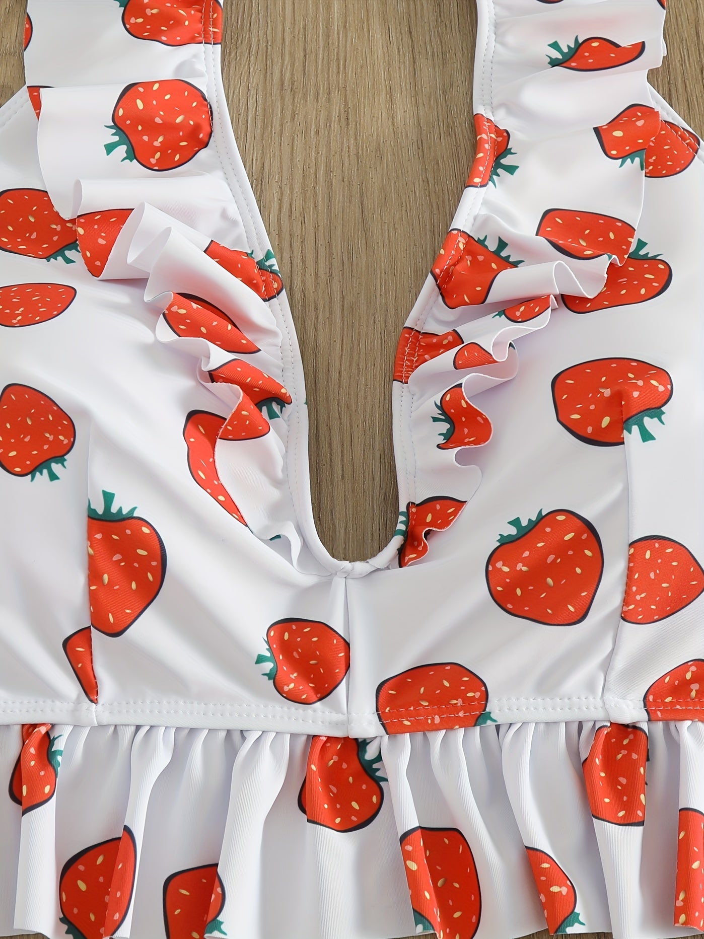 Women's Plus Strawberry Print Ruffle Trim Halter Bikini Set