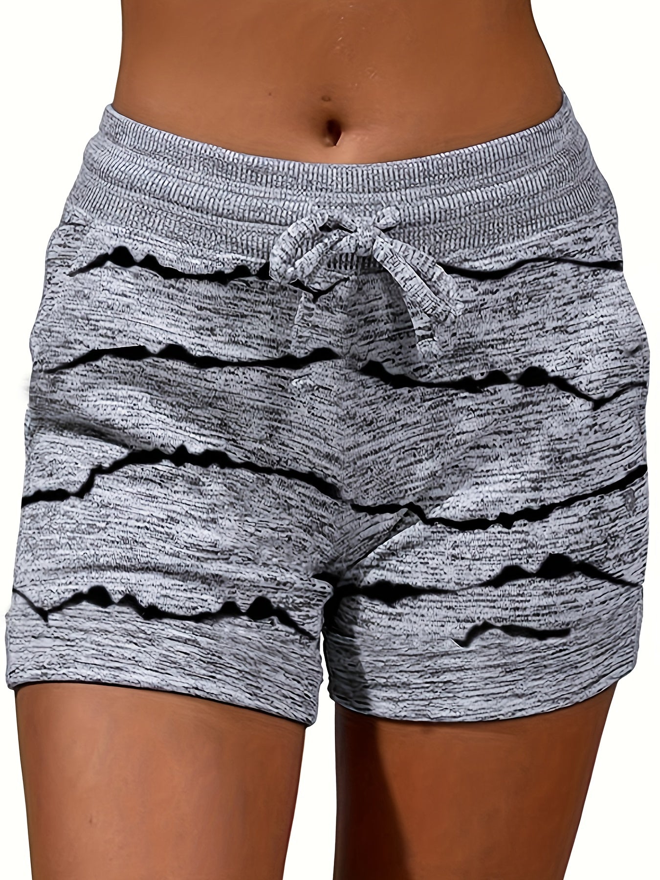  Colorblock Stripe Print Skinny Stretch Leggings Shorts