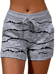  Colorblock Stripe Print Skinny Stretch Leggings Shorts