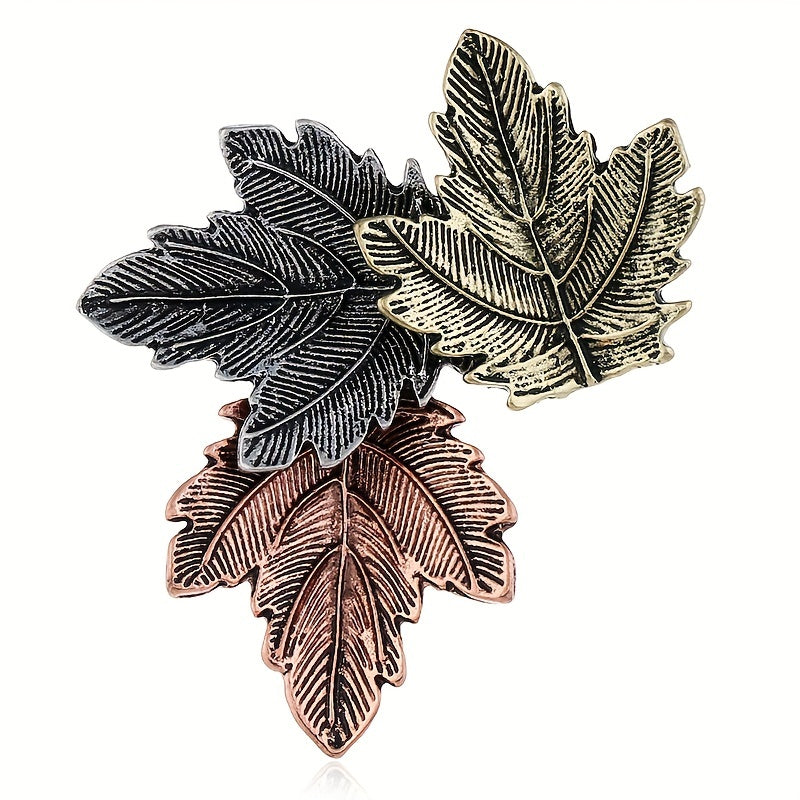 Vintage Maple Leaf Brooch Metal Charm Collar Lapel Pin