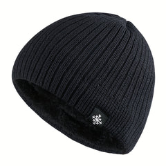 Men's Casual Velvet Knitted Hat Windproof Warm Woolen Hat