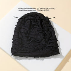 Lace Pleated Beanie Solid Elastic Skull Hat Thin Breathable Casual Chemo Hats