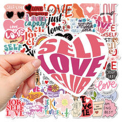 50 Self Love Cartoon Stickers Waterproof for Phone Laptop