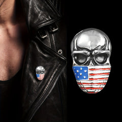 American Flag Skull Brooch Jacket Bags Decoration Punk Rock Style Brooch For Men