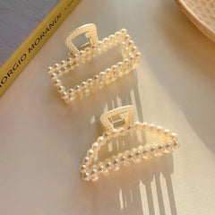2pcs Faux Pearl Hair Claw Clip Nonslip Ponytail Holder Women Girls Hair Clip