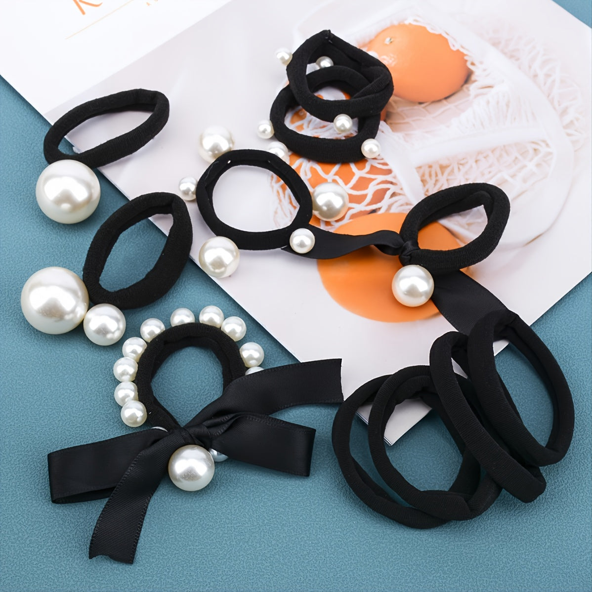 11pcs Pearl Elastic Hair Tie Headbands Hair Accessories
