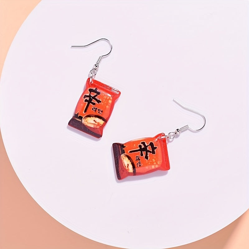 Y2K Kpop Instant Noodles Resin Drop Earrings Food Dangle Women Jewelry