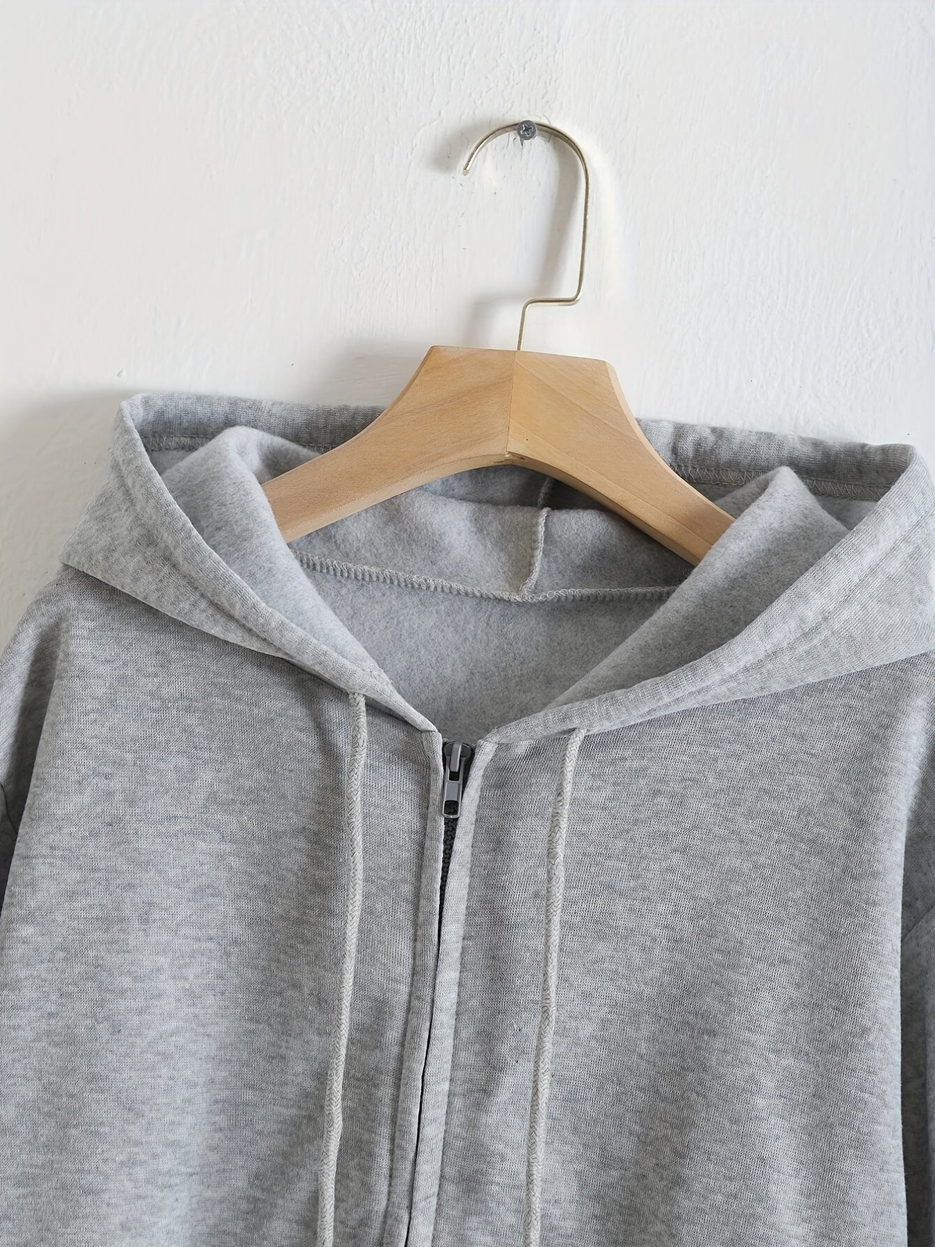Women's Solid Hooded Sports Sweatshirt Zipper Up Long Sleeve Hoodie
