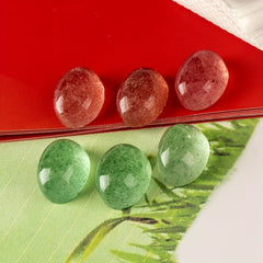 Natural Strawberry Crystal Red Green Egg Ring Bare Stone