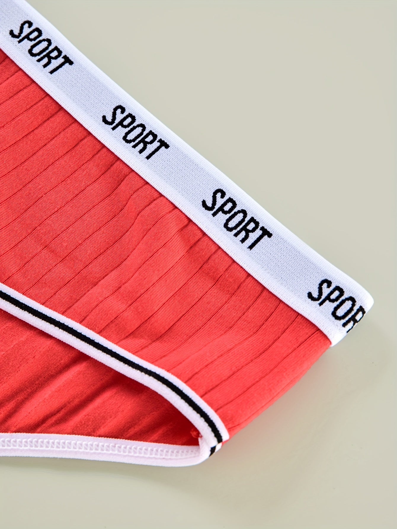 4 Pack Plus Size Casual Underwear Set Women's Plus Striped Letter Trim Underwear
