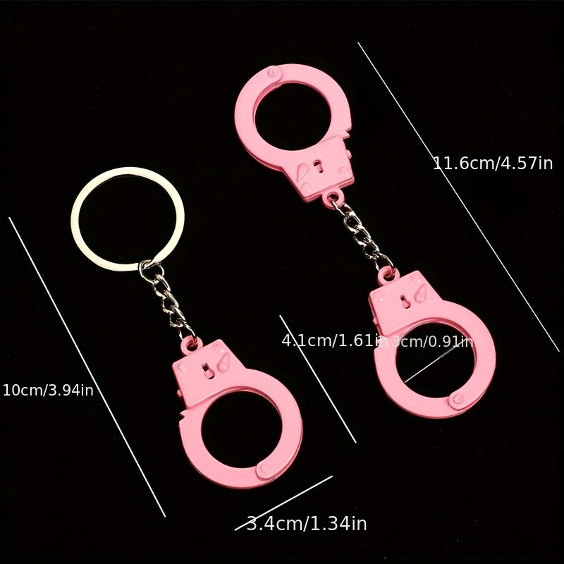 4 Pcs Mini Handcuffs Metal Keychain Novelty Keyring Alloy Keychain Gift