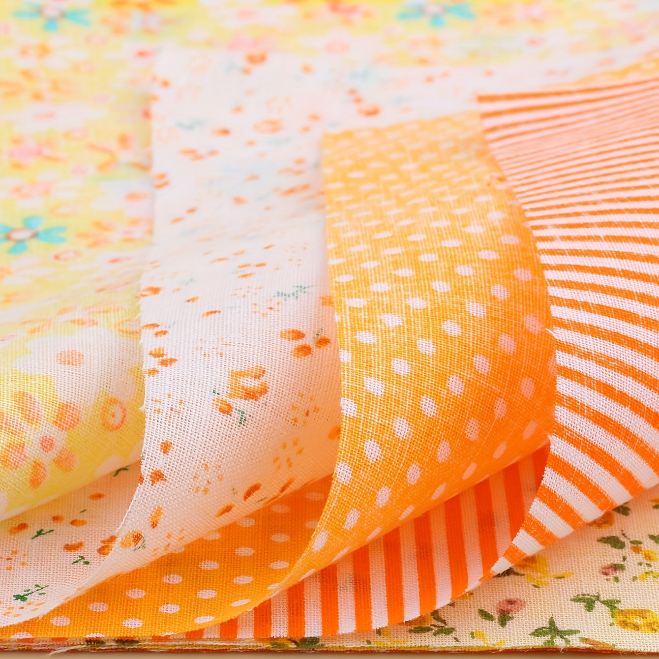 7pcs Orange Series Cotton Cloth Quilting Sewing Patchwork DIY Cloth
