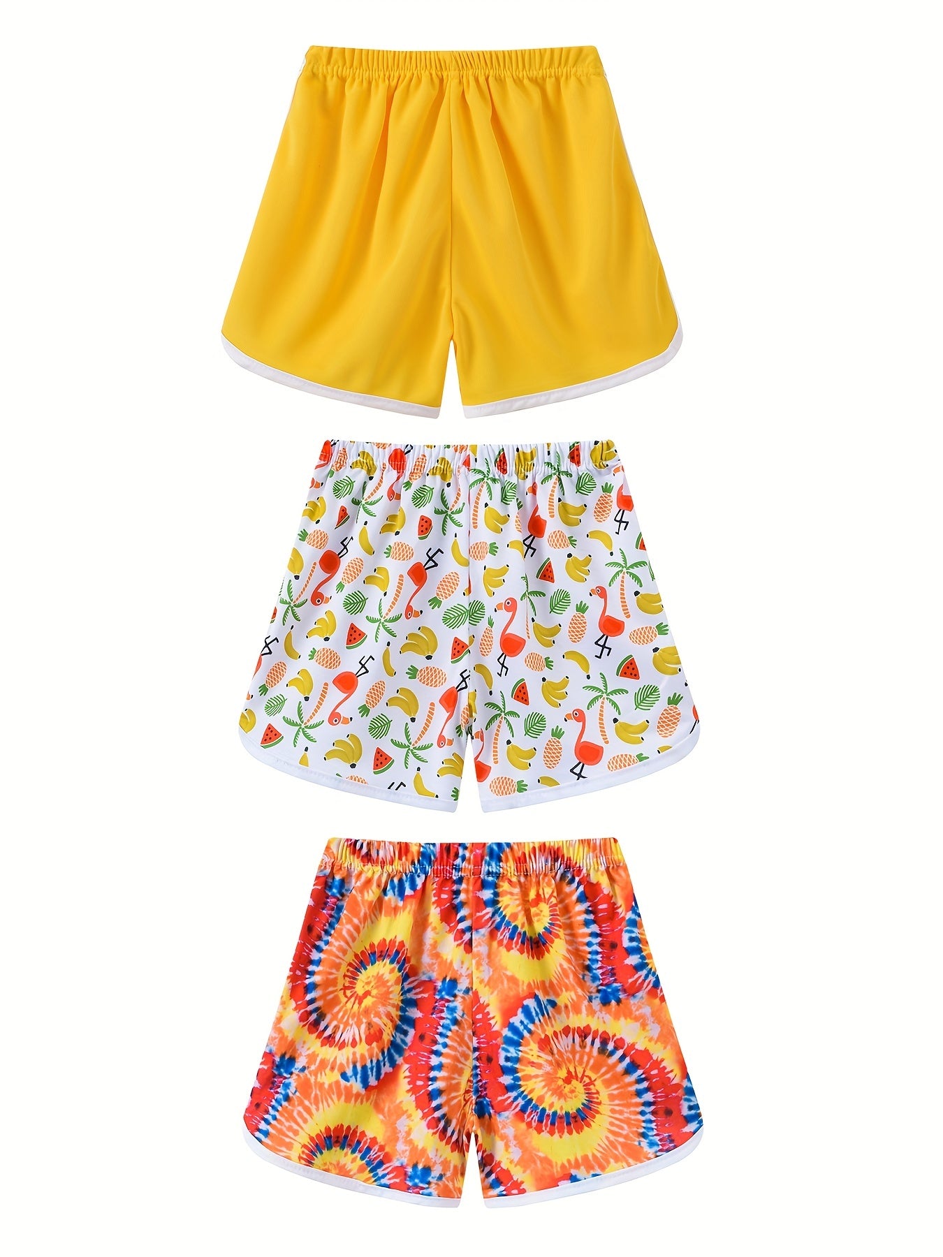 3pcs Girls Cat Floral Print Casual Quick Drying Shorts