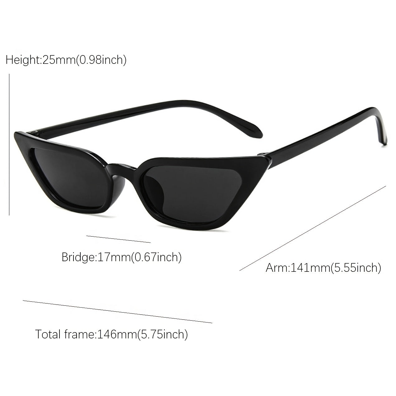 Skinny Cat Eye Sunglasses Vintage Y2K Shades