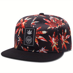 Leaf Print Snapback Hat Unisex Baseball Cap Lightweight Sunshade Dad Hat