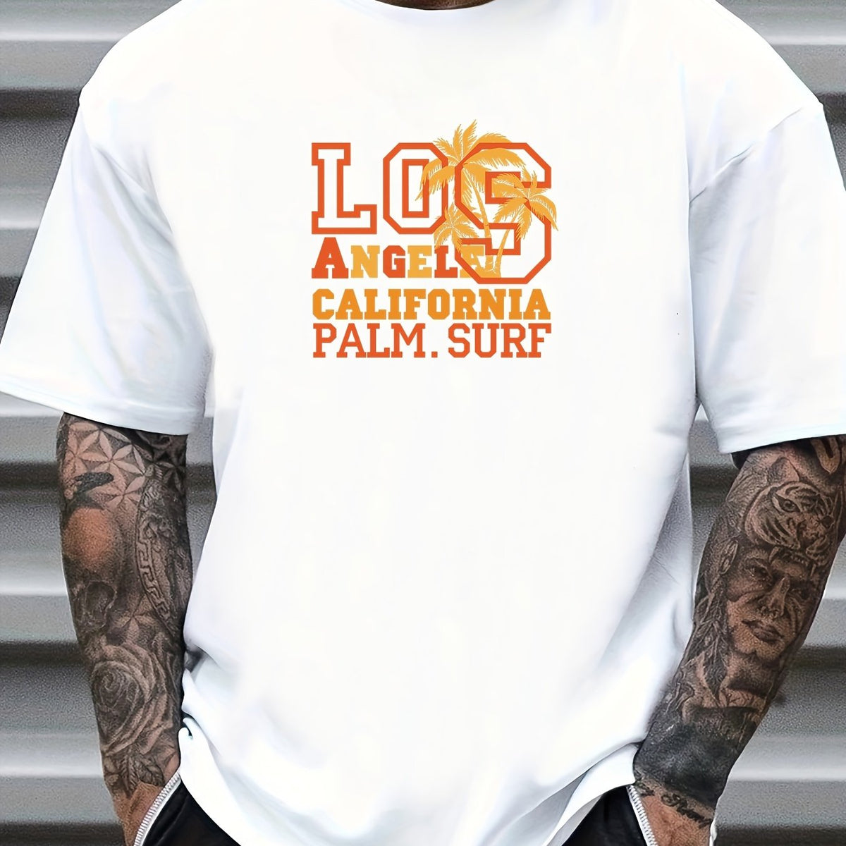 Men's Printed Crew Neck T-shirt for Summer