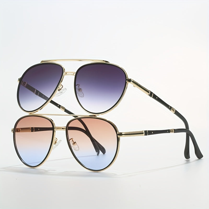 Aviator Sunglasses Retro Ombre UV400 Sun Shades Metal Glasses