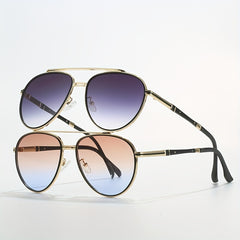 Aviator Sunglasses Retro Ombre UV400 Sun Shades Metal Glasses
