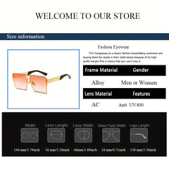 Oversized Mirror Lens Sunglasses Metal Frame UV400
