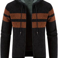 Fleece Hooded Jacket Men's Zip Up Coat Fall Winter