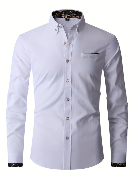 Men's Flower Binding Formal Button Up Shirt