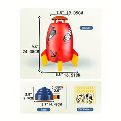 Sprinkler Water Spray Rocket Toy for Outdoor Summer Fun