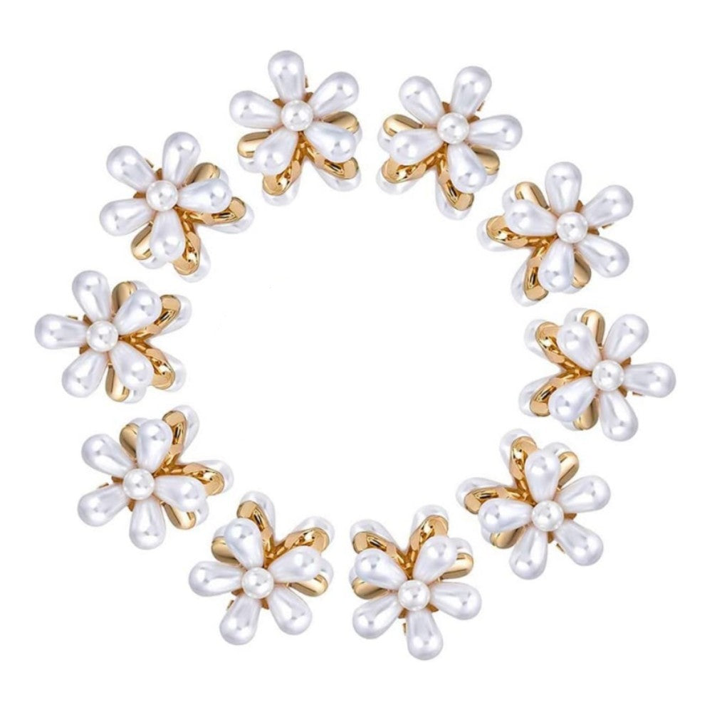 10pcs Pearl Hair Claw Vintage Hair Clips Daisy Bangs Clips Hair Accessories